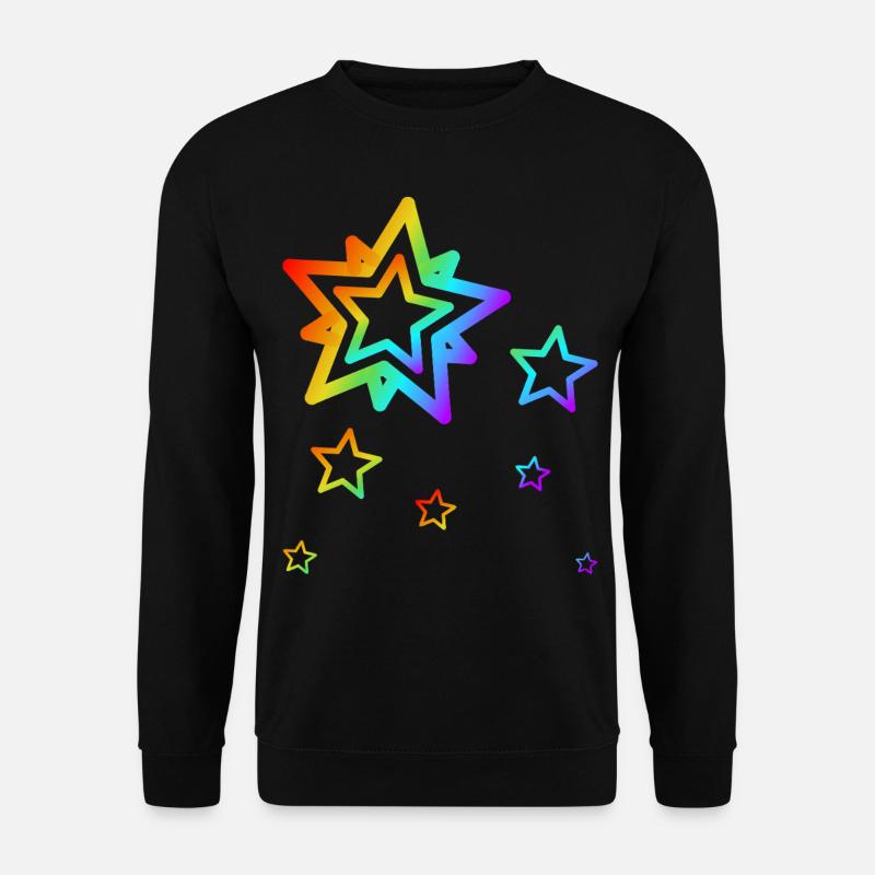 Bunte Sterne Sternschnuppe Regenbogen Farbverlauf - Unisex Pullover - Schwarz