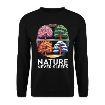 Nature Never Sleeps Shirt - Unisex Sweatshirt - black - Front - Alina (178cm) & Michal (187cm)