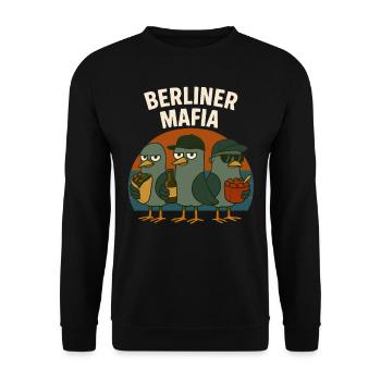 Berliner Mafia Möwen - Unisex Pullover - Schwarz - Vorne - Alina (178cm) & Michal (187cm)