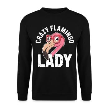 Dame flamant rose folle - Sweat-shirt Unisexe - noir - Devant - Alina (178cm) & Michal (187cm)