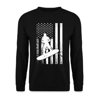 Wakeboarding US Flag Wakeboarding Wakesurfing - Unisex Pullover - Schwarz - Vorne - Alina (178cm) & Michal (187cm)