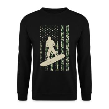 Wakeboarding US Flag Wakeboarding Wakesurfing - Unisex Pullover - Schwarz - Vorne - Alina (178cm) & Michal (187cm)