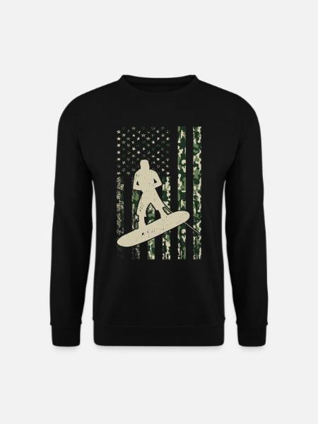 Wakeboarding US Flag Wakeboarding Wakesurfing - Unisex Pullover - Schwarz