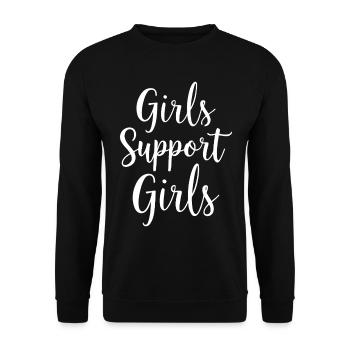 Girls Support Girls Statement Freundschaft - Unisex Pullover - Schwarz - Vorne - Alina (178cm) & Michal (187cm)