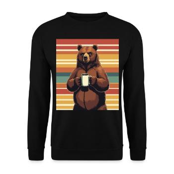 Grim Bear Coffee Mug Bears Coffee Tired - Unisex Sweatshirt - black - Front - Alina (178cm) & Michal (187cm)