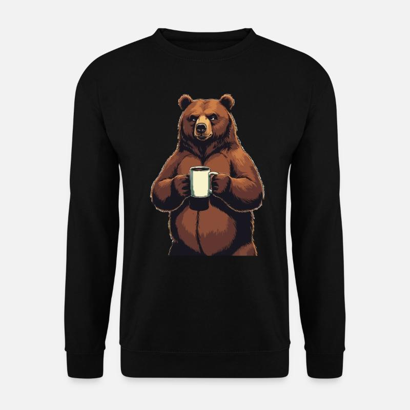 Grimmiger Bär Kaffeetasse Bären Kaffee Müde - Unisex Pullover - Schwarz