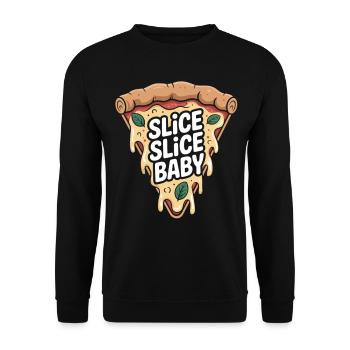 Slice Slice Baby Pizza Shirt - Unisex Sweatshirt - black - Front - Alina (178cm) & Michal (187cm)
