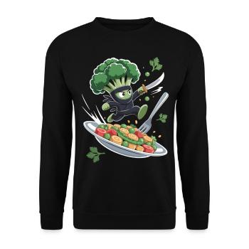 Brocoli Ninja en action - Sweat-shirt Unisexe - noir - Devant - Alina (178cm) & Michal (187cm)