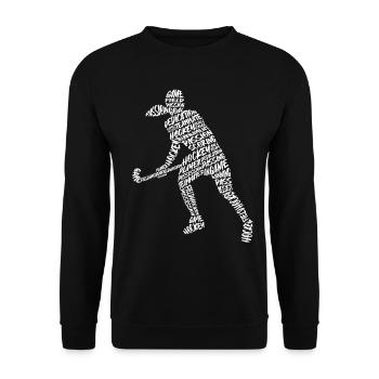 Joueurs de hockey Typographie Filles Enfants Hockey sur gazon - Sweat-shirt Unisexe - noir - Devant - Alina (178cm) & Michal (187cm)