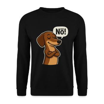 Le teckel dit non – le chien effronté dit - Sweat-shirt Unisexe - noir - Devant - Alina (178cm) & Michal (187cm)