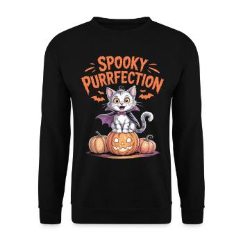 Halloween Cat on Pumpkin - Unisex Sweatshirt - black - Front - Alina (178cm) & Michal (187cm)