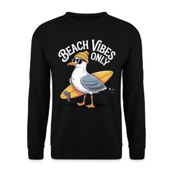 Beach Vibes Möwe - Unisex Pullover - Schwarz - Vorne - Alina (178cm) & Michal (187cm)