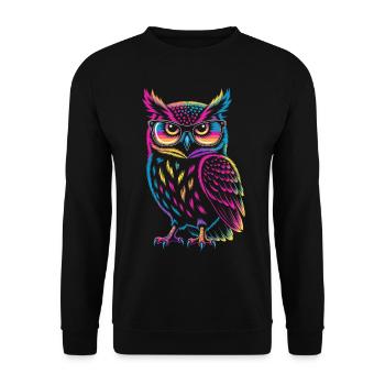 Owl Colorful Pop Art Owl Eagle Owl Rainbow Colors - Unisex Sweatshirt - black - Front - Alina (178cm) & Michal (187cm)