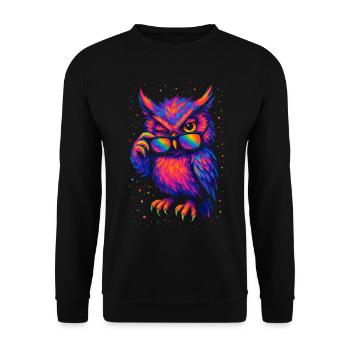 Owl Colorful Pop Art Owl Eagle Owl Rainbow Colors - Unisex Sweatshirt - black - Front - Alina (178cm) & Michal (187cm)
