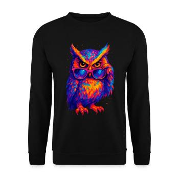 Owl Colorful Pop Art Owl Eagle Owl Rainbow Colors - Unisex Sweatshirt - black - Front - Alina (178cm) & Michal (187cm)