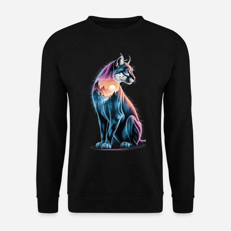 Bergpuma mit Landschaft - Unisex Pullover - Schwarz