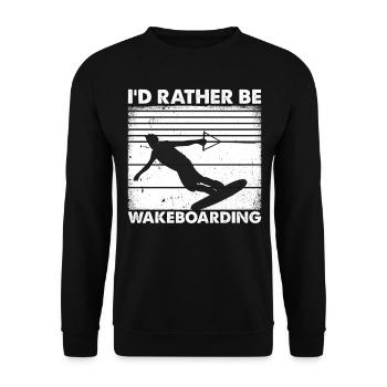 Wakeboarding Lover Wakesurfing - I'd Rather be - Unisex Sweatshirt - black - Front - Alina (178cm) & Michal (187cm)