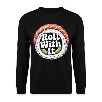 Roll With It Sushi - Unisex Pullover - Schwarz - Vorne - Alina (178cm) & Michal (187cm)
