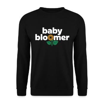 Garten Baby Bloomer Gärtner Spruch Sonnenblumen - Unisex Pullover - Schwarz - Vorne - Alina (178cm) & Michal (187cm)