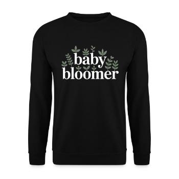 Garten Baby Bloomer Gärtner Spruch Sonnenblumen - Unisex Pullover - Schwarz - Vorne - Alina (178cm) & Michal (187cm)