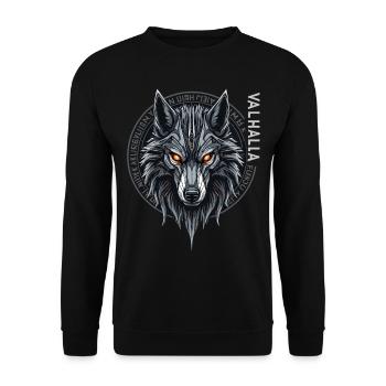 Norse Wolf Valhalla Rune Design - Unisex Sweatshirt - black - Front - Alina (178cm) & Michal (187cm)