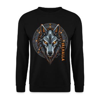 Norse Wolf Valhalla Rune Design - Unisex Sweatshirt - black - Front - Alina (178cm) & Michal (187cm)