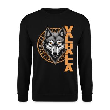 Norse Wolf Valhalla Rune Design - Unisex Sweatshirt - black - Front - Alina (178cm) & Michal (187cm)