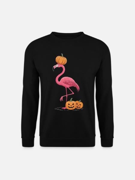 Lustiger Flamingo mit Kürbis – Halloween-Shirt - Unisex Pullover - Schwarz