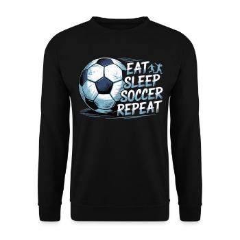 Eat Sleep Soccer Repeat – Fußball-Lifestyle pur - Unisex Pullover - Schwarz - Vorne - Alina (178cm) & Michal (187cm)