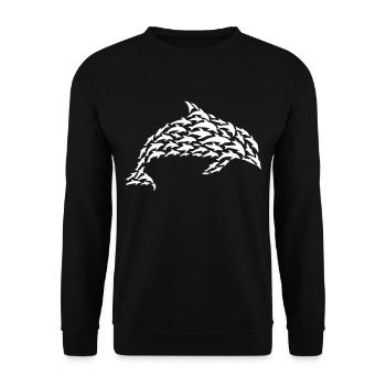 Dolphin Silhouette Dolphinfish Dolphin Lover - Unisex Pullover - Schwarz - Vorne - Alina (178cm) & Michal (187cm)