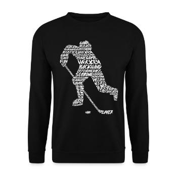Eishockey Typografie Herren Junge Eishockeyspieler - Unisex Pullover - Schwarz - Vorne - Alina (178cm) & Michal (187cm)