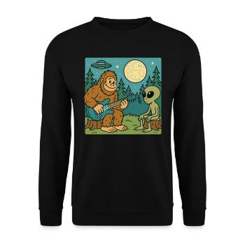 Bigfoot & Alien, Gitarre, Gitarrist - Unisex Pullover - Schwarz - Vorne - Alina (178cm) & Michal (187cm)