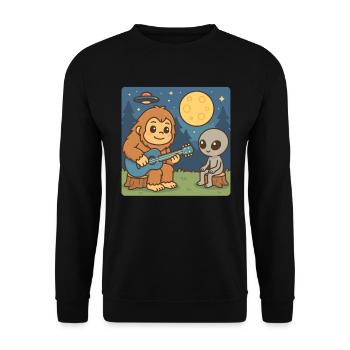 Bigfoot & Alien, Gitarre, Gitarrist - Unisex Pullover - Schwarz - Vorne - Alina (178cm) & Michal (187cm)