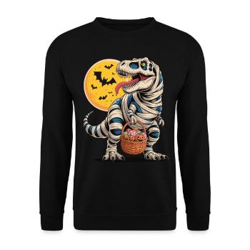 Momie T-Rex d’Halloween avec des bonbons - Sweat-shirt Unisexe - noir - Devant - Alina (178cm) & Michal (187cm)