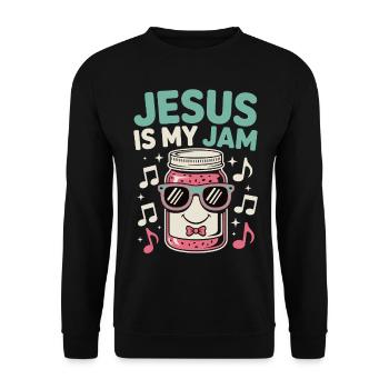 Christian shirt with jam humor - Unisex Sweatshirt - black - Front - Alina (178cm) & Michal (187cm)