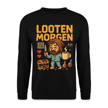Looting Tomorrow – Gaming with Coffee - Unisex Sweatshirt - black - Front - Alina (178cm) & Michal (187cm)