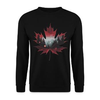 Natur im Ahorn – Waldmotiv - Unisex Pullover - Schwarz - Vorne - Alina (178cm) & Michal (187cm)