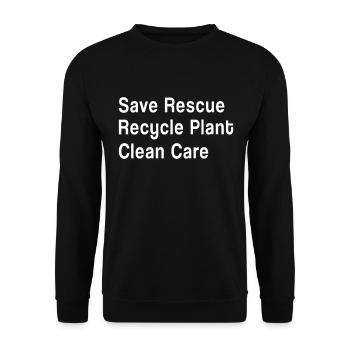 Environment - Save Rescue Recycle Plant Clean Care - Unisex Pullover - Schwarz - Vorne - Alina (178cm) & Michal (187cm)