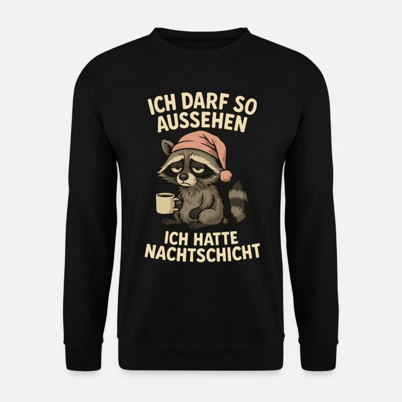 Nachtschicht Nachtdienst Krankenschwester Waschbär - Unisex Pullover - Schwarz