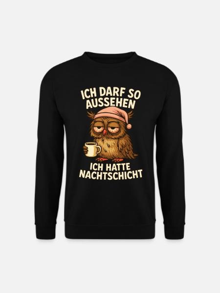 Nachtschicht Nachtdienst Krankenschwester Eule - Unisex Pullover - Schwarz