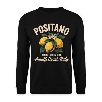 Positano Zitronen Shirt – Amalfi Feeling - Unisex Pullover - Schwarz - Vorne - Alina (178cm) & Michal (187cm)