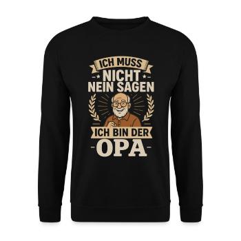 Opa Großvater Geburtstag, Opa Vatertag lustig - Unisex Pullover - Schwarz - Vorne - Alina (178cm) & Michal (187cm)