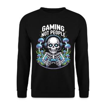 T-shirt Gambler avec squelette rétro et manette - Sweat-shirt Unisexe - noir - Devant - Alina (178cm) & Michal (187cm)