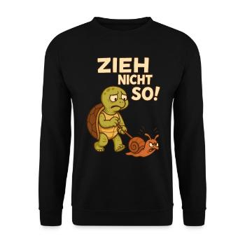 Schildkröte Spruch Zieh Nicht So Schnecke Wandern - Unisex Pullover - Schwarz - Vorne - Alina (178cm) & Michal (187cm)