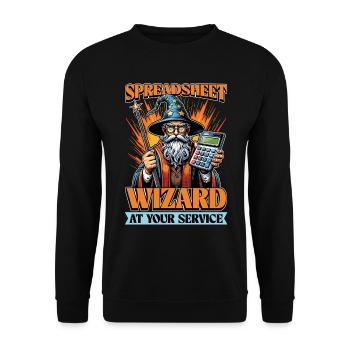 Accounting Spreadsheet Wizard Bookkeeper Auditor - Unisex Sweatshirt - black - Front - Alina (178cm) & Michal (187cm)