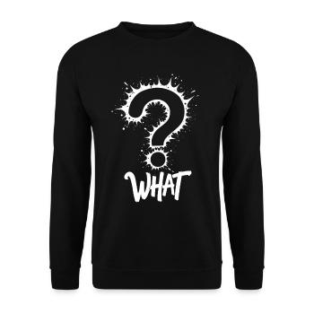 What Fragezeichen Splash - Unisex Pullover - Schwarz - Vorne - Alina (178cm) & Michal (187cm)