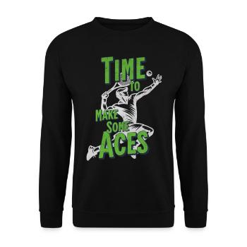 Time to Make Aces Tennis Design - Unisex Sweatshirt - black - Front - Alina (178cm) & Michal (187cm)
