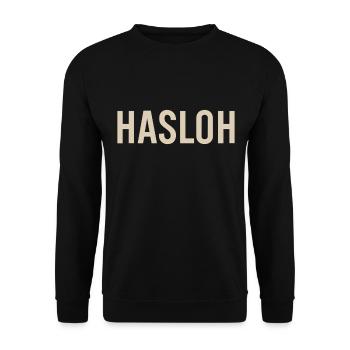 Hasloh Heimatliebe Shirt – Norddeutsch & Lokal - Unisex Pullover - Schwarz - Vorne - Alina (178cm) & Michal (187cm)
