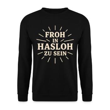 Hasloh Shirt Heimat Norddeutschland Lokal - Unisex Pullover - Schwarz - Vorne - Alina (178cm) & Michal (187cm)