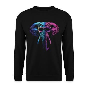 Elefant mit Sonnenbrille in Regenbogenfarbe - Unisex Pullover - Schwarz - Vorne - Alina (178cm) & Michal (187cm)